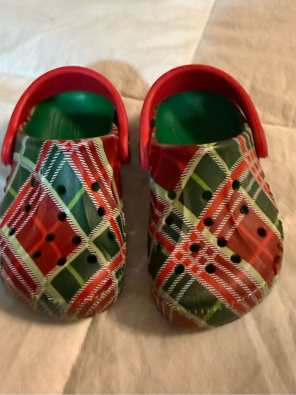 CROCS Kids Plaid Clog in Red & Green